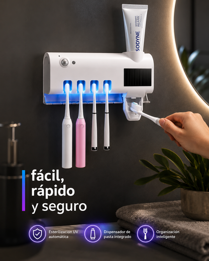 Centro de Higiene Bucal UV 4 en 1 | Esterilizador Automático, Dispensador de Pasta y Organizador Familiar