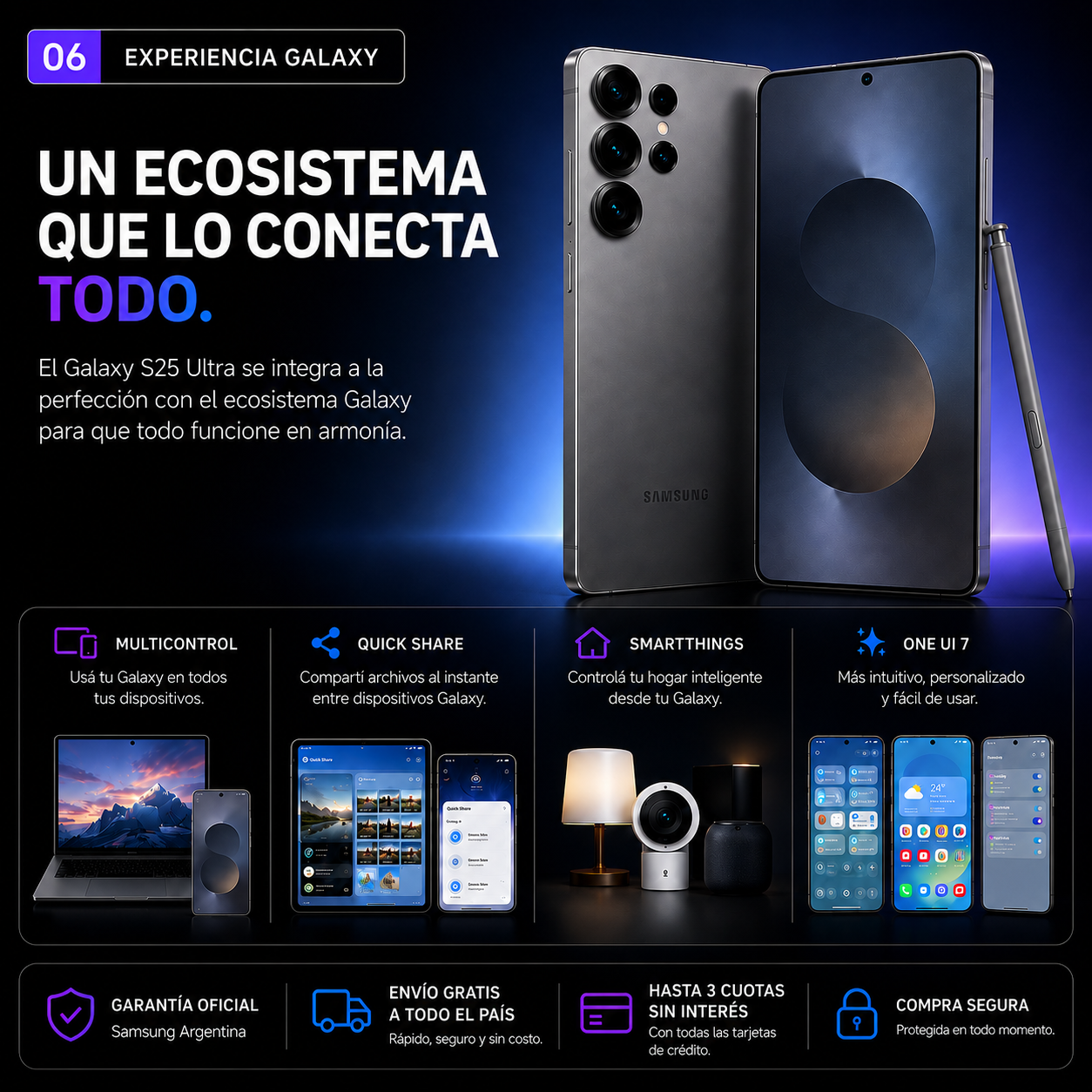 Samsung Galaxy S25 Ultra 5G 1TB 12GB RAM – Galaxy AI, Cámara de 200MP, S Pen y Pantalla Dynamic AMOLED 2X