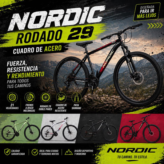 Bicicleta Nordic R29 de Acero 21 Velocidades con Frenos a Disco y Suspensión Delantera